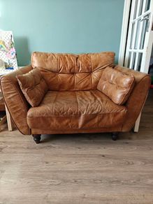 Tan leather chair 1.5 seater