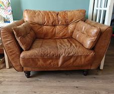 Tan leather chair 1.5 seater