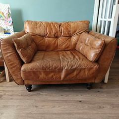 Tan leather chair 1.5 seater