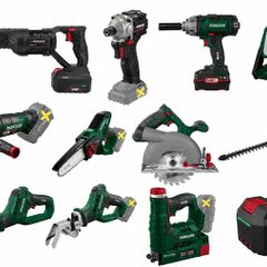 Parkside 20V Cordless Power Tools with 3 Year Warranty! Drill, Jigsaw, Charger, 4Ah Battery, Pump/Compressor, Hammer SDS Drill, Heat Gun, Impact Driver, Orbital Sander, Circular Saw, Sabre Saw, Angle Grinder, Pressure Washer, Wrench, Glue Gun, Leaf Blower