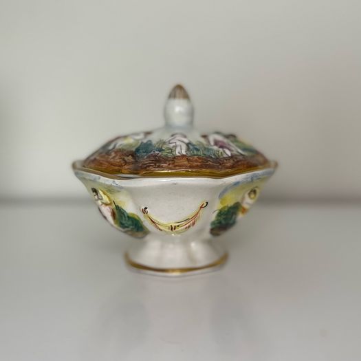 Vintage R. Capodimonte Italy Urn/Vase and Matching Lidded Sugar/Candy Dish