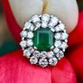 Vintage 1960s Emerald & Diamond Cluster Ring - 18ct Image 4
