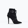 ZARA Bondage Boots 41 Black   -   Strappy High Heel Ankle Boots New Image 2