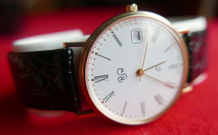 Rjw 9ct Gold 375 Cased Mens Swiss Made Wristwatch (works Perfectly)