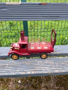 Fire truck bottle holder with small glasses postage possible