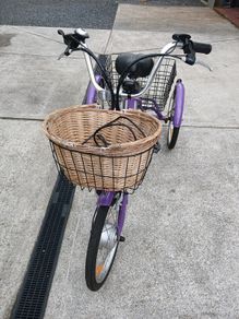 Purple electric tricycle