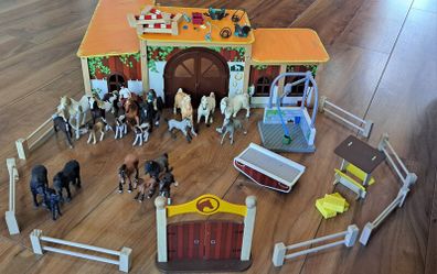Toy stables with horses and other accessories in perfect condition collection only Dundrum