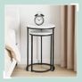 Nesting Tables, 2-Piece Set, 2 Sizes, Marble Effect, Metal Legs, Round, Living Room, for Sofa, White/Black Image 3