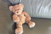 Vintage Bear Factory Traditional style bear with zip pouch in back can post