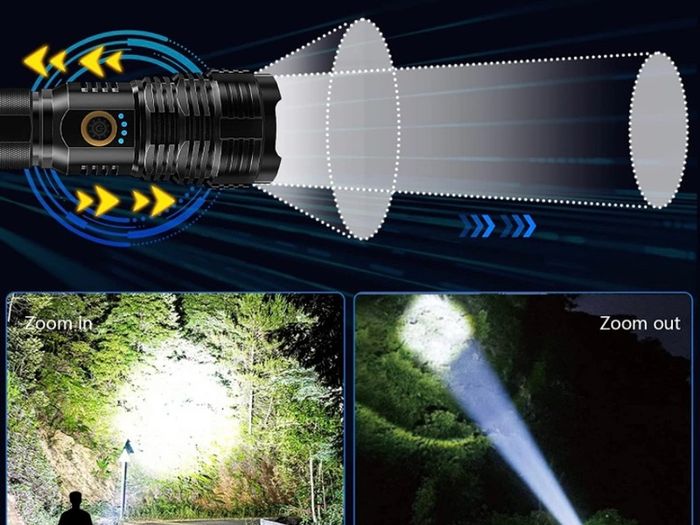 LED Super Bright, Rechargeable LED Torch 10000 Lumens XHP70.2, IP67 Waterproof Tactical Flashlight, Powerful Torch for Camping Hiking Emergency Gift with 6000mah Battery (FREE POSTAGE)