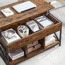 Living Room Table with Lift Top, Coffee Table, Hidden Compartment and Open Compartments, Steel Frame, 50 x 100 x (46.5-62) cm, Vintage Brown and Black Image 4