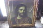 a large vintage holy picture in a lovely gild  frame
