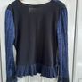 Tia Long sleeved navy & blue top Image 2