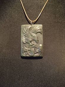 Jade Eagle and Fish Pendant Set
