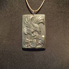 Jade Eagle and Fish Pendant Set