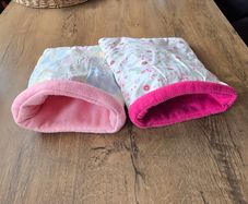 2 Guinea Pig cozy sacks - light pink and fuchsia