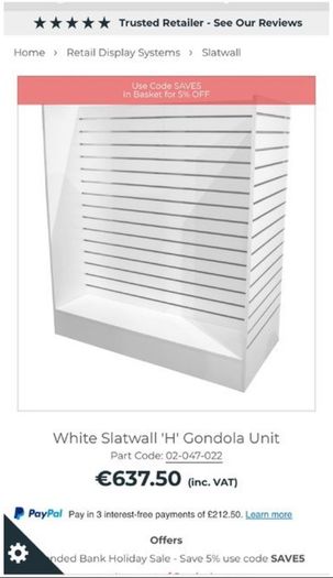 Slatwall Gondola Unit with Aluminium inserts