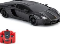main image for ad Lamborghini Aventador Official Licensed Remote Control Car with Working Lights, Radio Controlled On Road RC Car 1:24 Scale, 2.4Ghz Matte Black, Great Toys for Boys and Girls