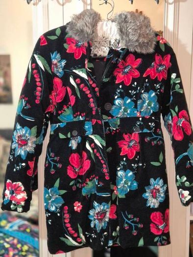 Stunning Catimini Designer Floral Winter Coat, Age 11/12 154cm A,V