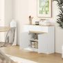 Sideboard, large cabinet compartment, 3 shelf compartments, drawer, 105 x 30 x 81.5cm, White/Wood Image 4