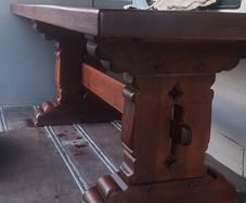 Antique 19th Century oak Monastery Table chunky well made solid with amazing patina comes with two large oak benches