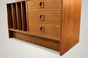 Vintage Danish Teak LP Record Cabinet &amp; Media Console