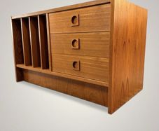 Vintage Danish Teak LP Record Cabinet & Media Console