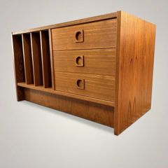 Vintage Danish Teak LP Record Cabinet & Media Console