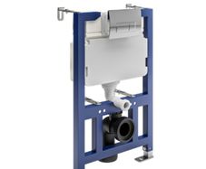 Wall Hung  820mm Frame & Cistern, Chrome Pneumatic Flush Plate