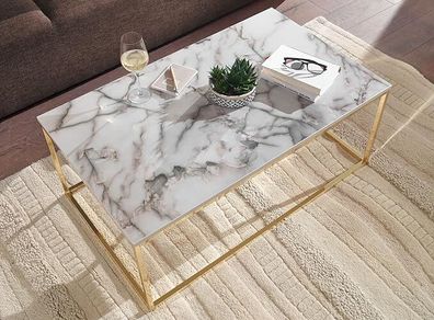 Coffee Table 100 x 60 x 40 cm with Marble Look