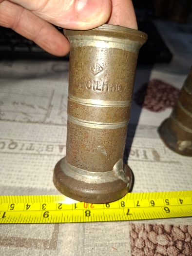 Rare 13 Piece Lot of Antique Chavagnat Tin Measuring Demi-Litre from Paris, France, dating  approximately 1800s.