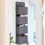 FREE SHIPPING Over Door Storage with 4 Pockets Strong and Durable, Hanging Wardrobe Storage Organiser Practical and Spacious, Hanging Storage With 2 Metal Hooks for Bathroom Office Bedroom Grey Image 6