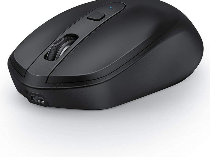 Bluetooth Mouse Wireless, 2.4G + Bluetooth 4.0 Rechargeable Optical Mouse for Desktop/Laptop/Tablet/ and Windows/MacOS/Linux/iOS/iPad OS (13.1 or later), Black