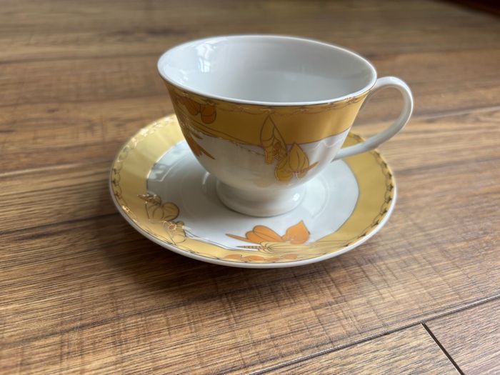 vintage Yamasen Fine Porcelain cup and saucer set from Japan, likely part of the 24K Gold Collection