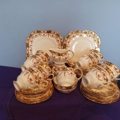 42 Piece ARKLOW  " Royal Linden " Bone China  Tea Set