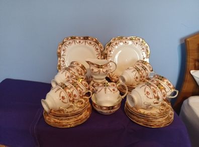 42 Piece ARKLOW  " Royal Linden " Bone China  Tea Set