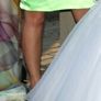 Fancy bright green satin dress with crystals Image 2