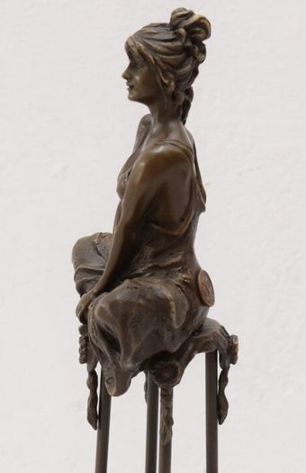 Woman On A Stool - Bronze (Signed)