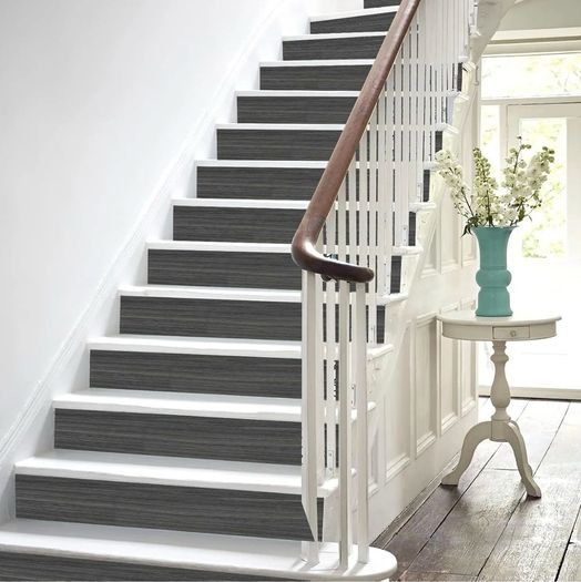 Stair Stickers, Pack of 13, Vintage Wood Grain Self-Adhesive Stair Stickers, 18 x 100 cm, Wood Look Stairs Decor, Kitchen Bathroom Tile Stickers, DIY Furniture Stickers (Dark Grey)