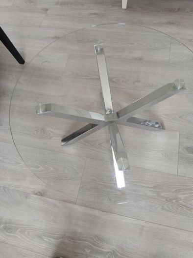 Glass and chrome coffee table with lamp table