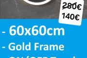 LED Bathroom Mirror Gold Demister Touch Bright