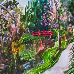 japanese gardens Watercolour