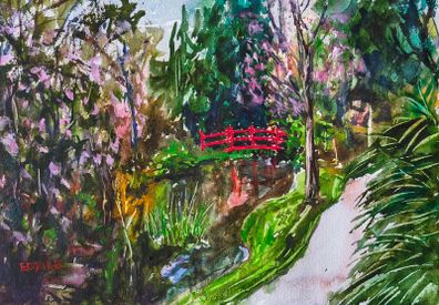 japanese gardens Watercolour