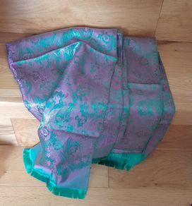 Silk scarf, in blue and pink pattern