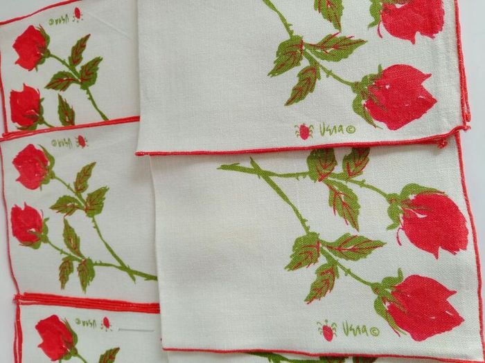 Vera Neumann, vintage table mats & napkins, vintage linen,