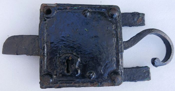 Amazing Antique Early Elbow Lock Rim Lock