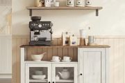 Sideboard Kitchen Cabinet Storage Cabinet with 3 Doors for Living Room Kitchen Dining Room 33 x 110 x 75 cm Country House Style Honey Brown Vintage White