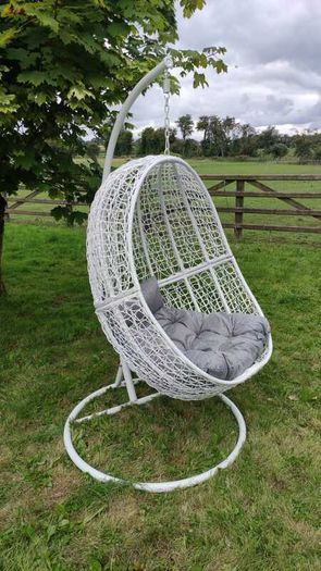 Hanging Egg Chair Rattan Style Cushion & Metal Frame