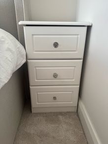 White sturdy bedside lockers x2