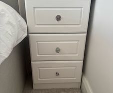 White sturdy bedside lockers x2